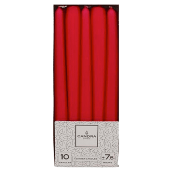 Candra Candlelight kaarsen 25cm rood 10st