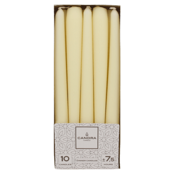 Candra Candlelight kaarsen 25cm wit 10st